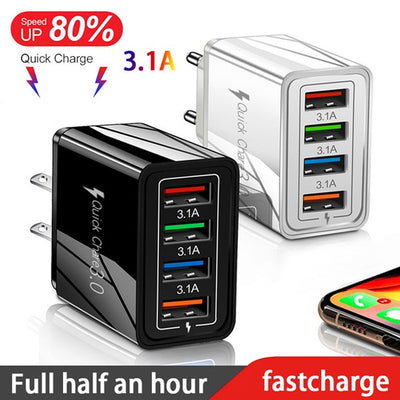 USB Charger Quick Charge 3.0 4 Phone Adapter For Tablet Portable Wall Mobile Charger Fast Charger - TS Store