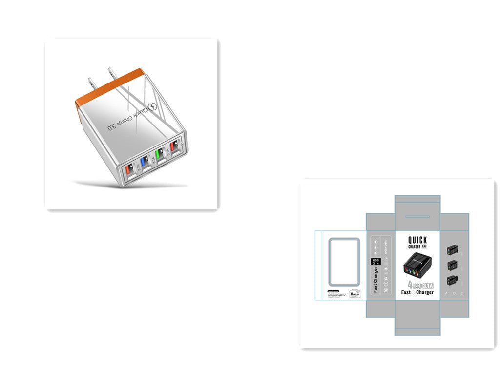 USB Charger Quick Charge 3.0 4 Phone Adapter For Tablet Portable Wall Mobile Charger Fast Charger - TS Store