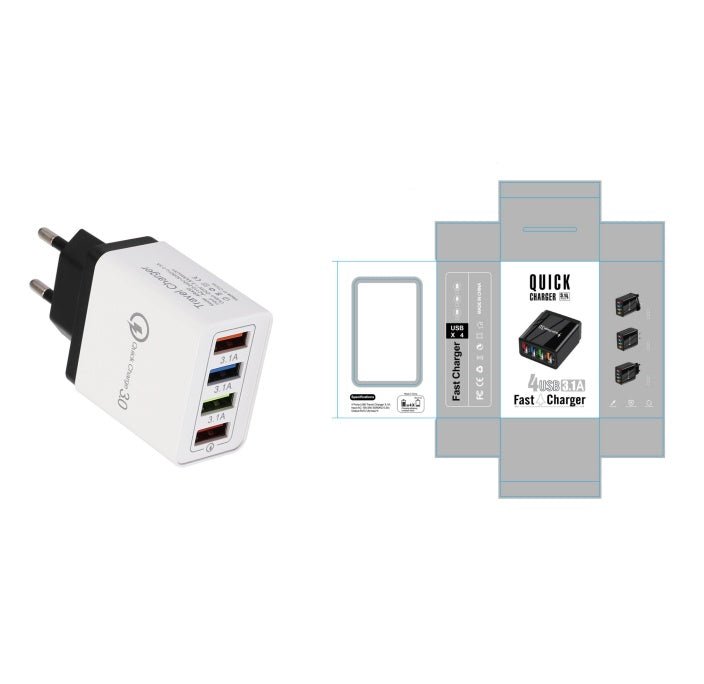 USB Charger Quick Charge 3.0 4 Phone Adapter For Tablet Portable Wall Mobile Charger Fast Charger - TS Store