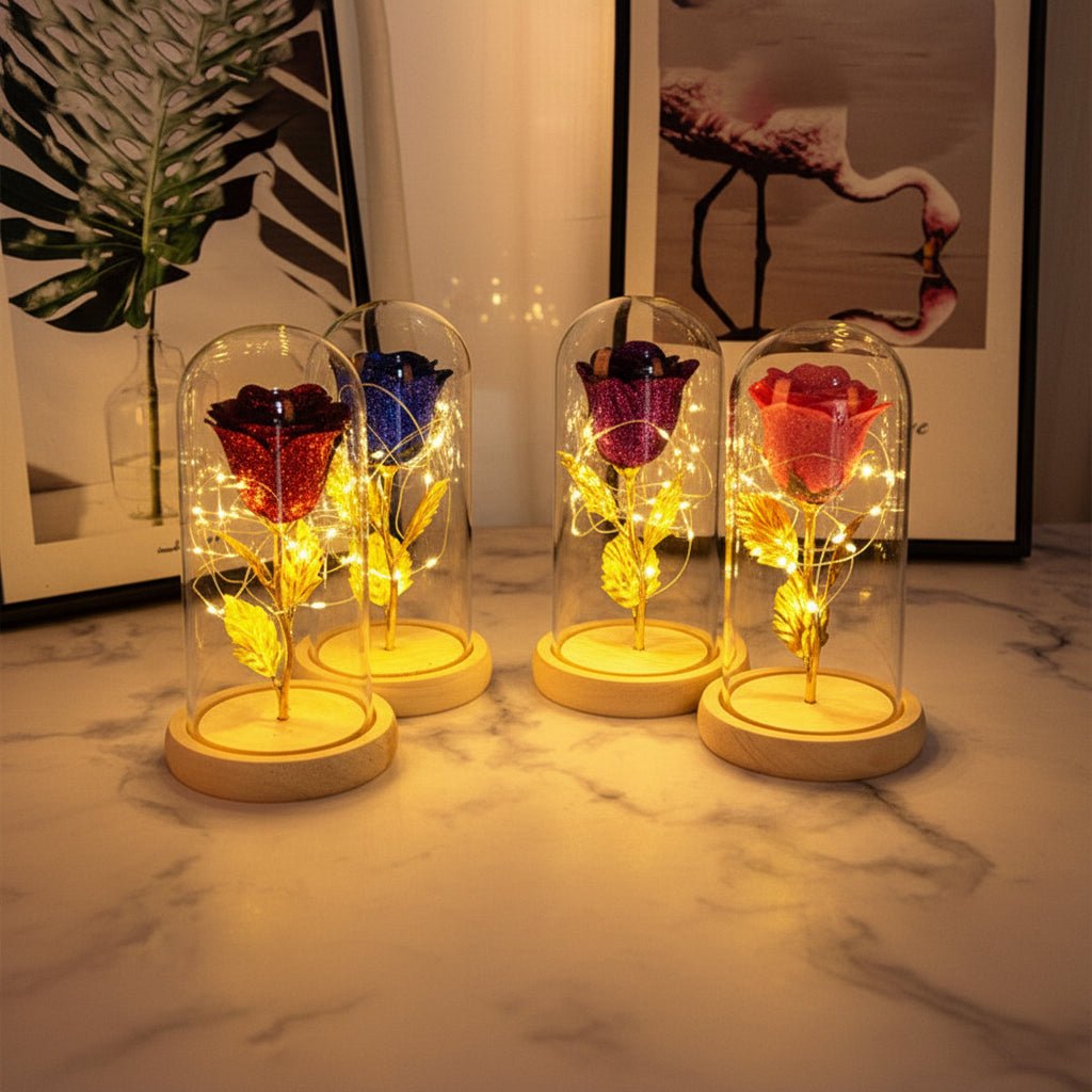Valentines Day Gift For Girlfriend Eternal Rose Flowers LED Light In Glass Cover Day Wedding Decoration Favors Mother Day Female Gift Gift - TS Store